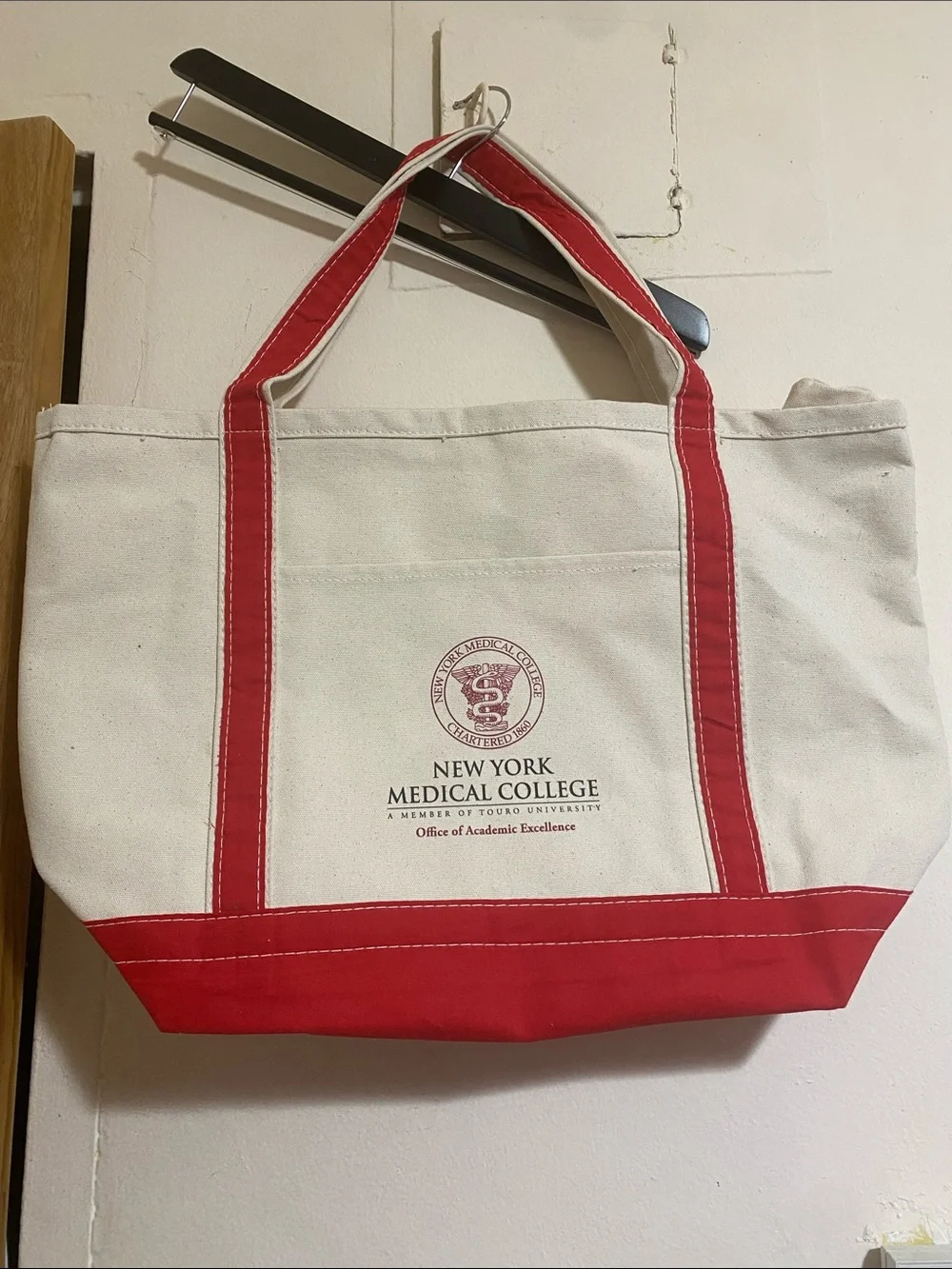 Canvas Tote Bag in Cream and Red unisex open to Offers New